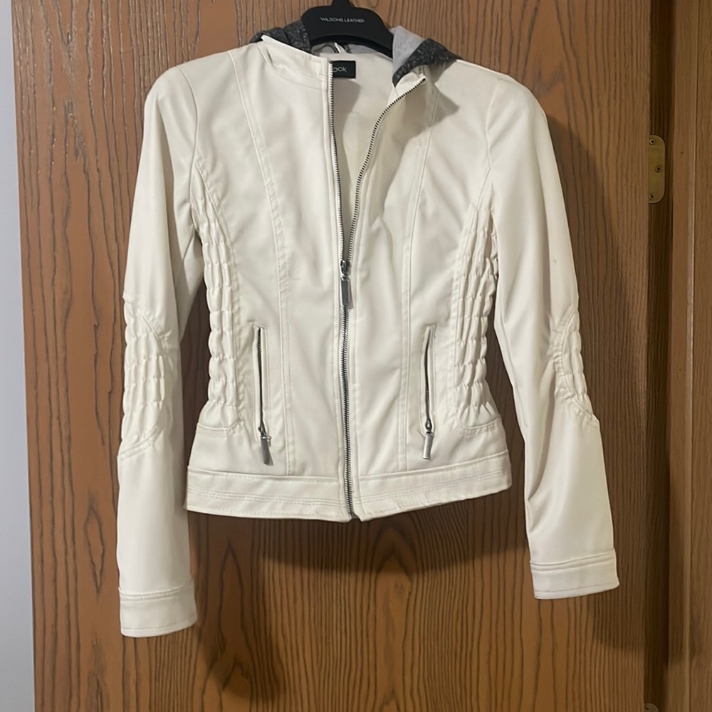 Girls cream leather jacket